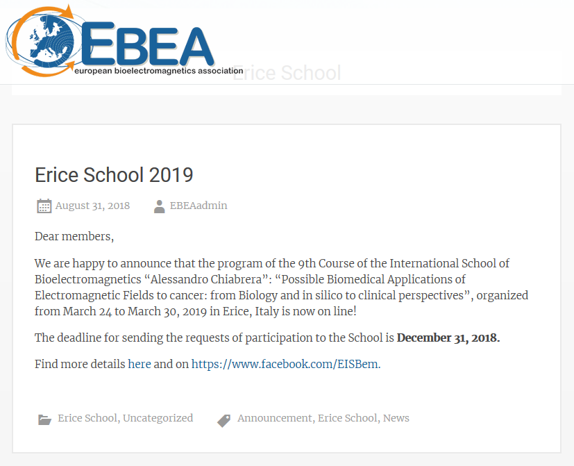 EBEA School Erice2019